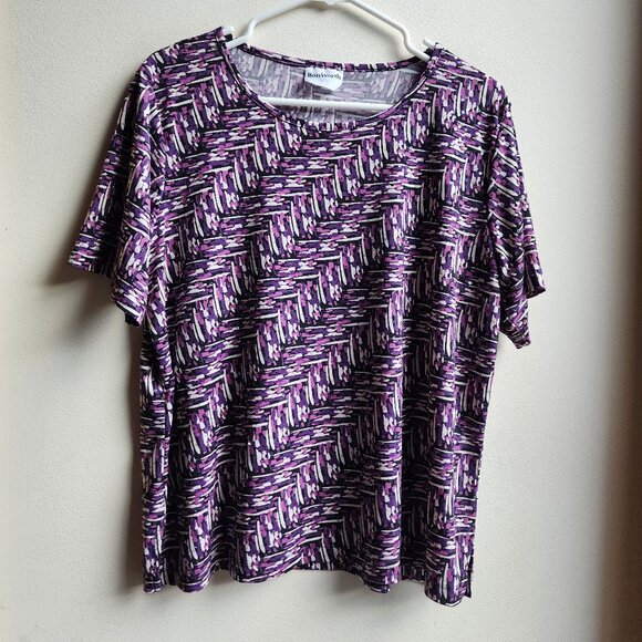 BonWorth Purple Print Scoop Neck Short Sleeve Jersey Size Large - Picture 5 of 12
